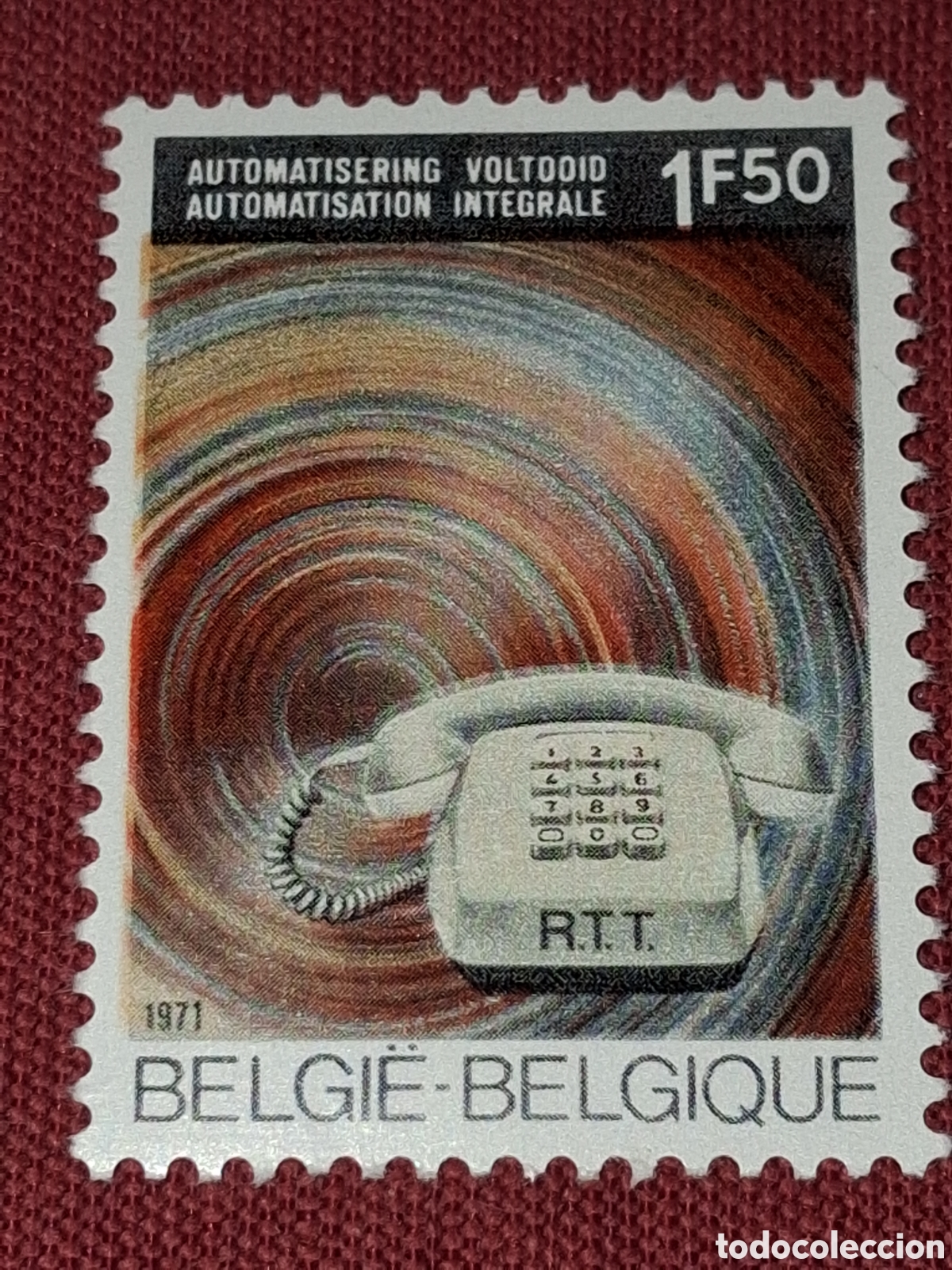 Sellos: Sello B&eacute;lgica nuevo 1971. Automatizaci&oacute;n red tel&eacute;fono. Comunicaciones. Espacio.