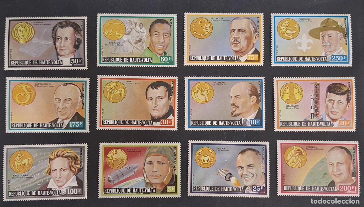 Sellos: Alto Volta 1973 Mi. 483-494 Zod&iacute;aco personalidades Pel&eacute; Kennedy Lenin