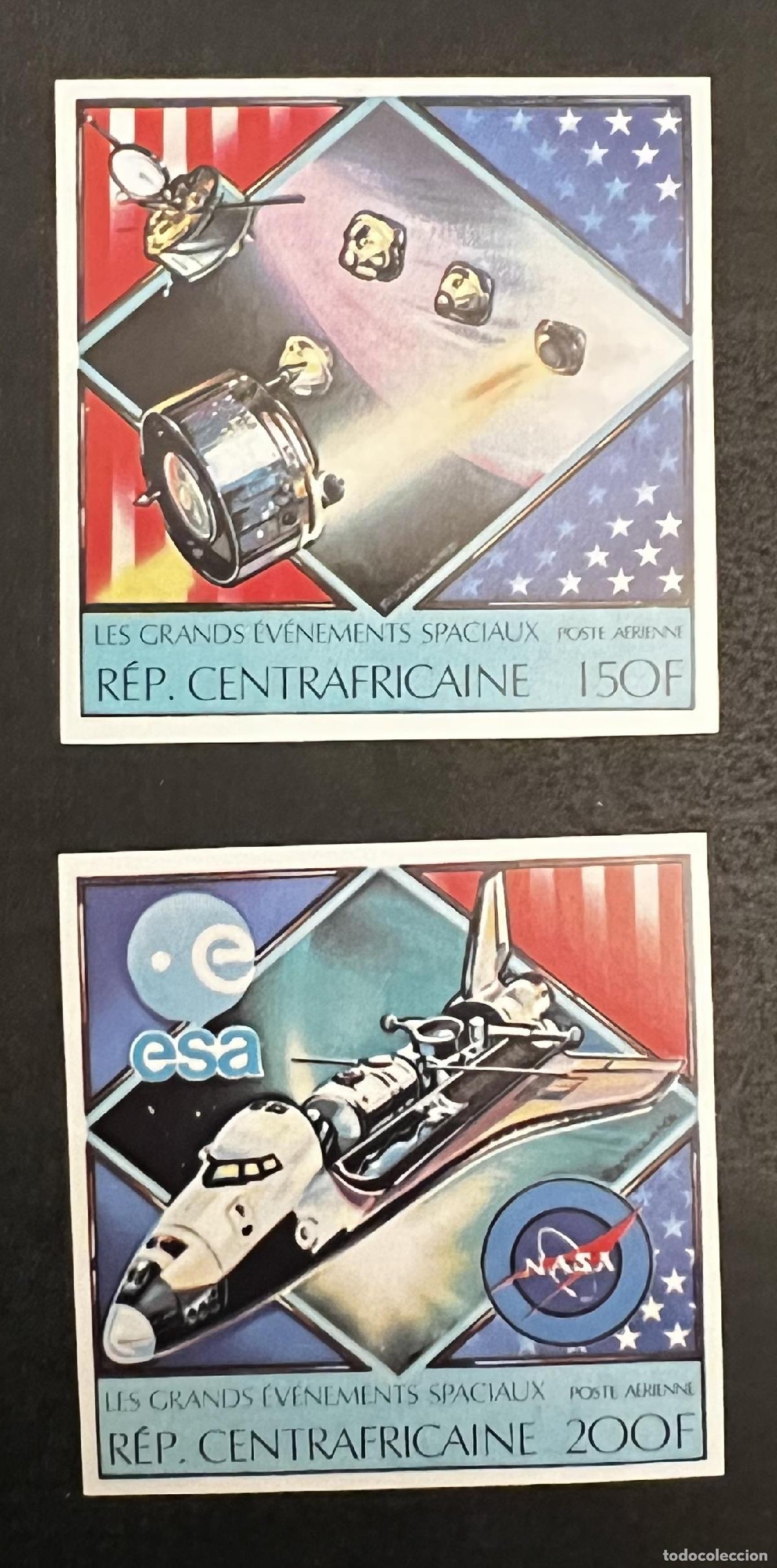 Sellos: Centro&aacute;frica 1981 Mi. 667-668 ND espacio NASA ESA transbordador sat&eacute;lite