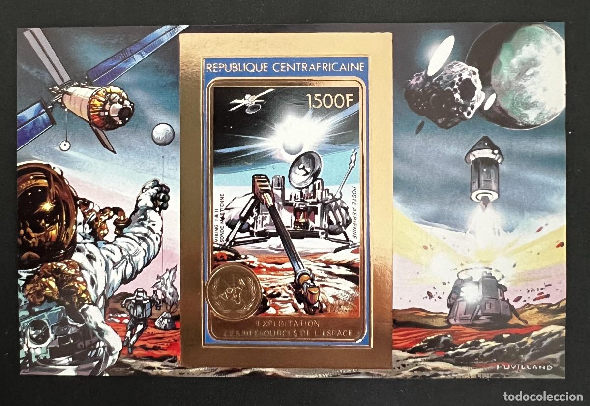 Timbres: Centro&aacute;frica 1982 Mi. Bl. 209B ND espacio Viking sonda Marte oro