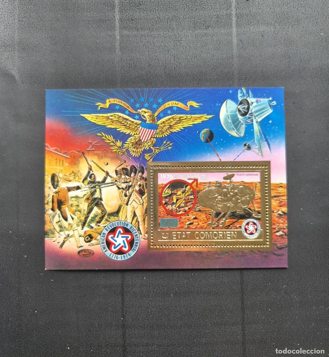 Sellos: Comoras 1976 Mi. Bl. 59 Bicentenario americano Viking Marte espacio oro