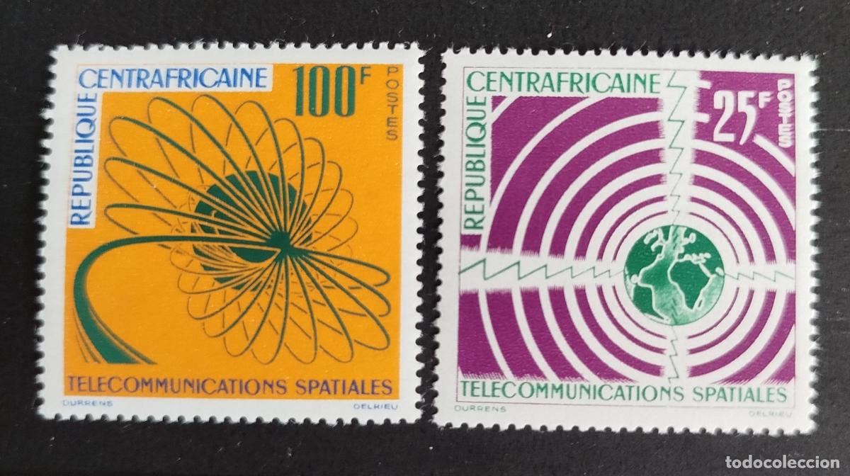 Sellos: Centro&aacute;frica 1963 Mi. 37-38 telecomunicaciones espaciales globo ondas