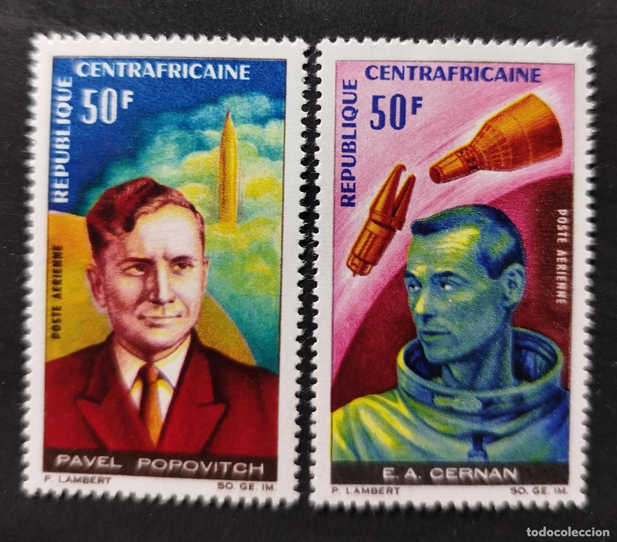Sellos: Centro&aacute;frica 1966 Mi. 120-121 a&eacute;reo espacio Popovich Cernan