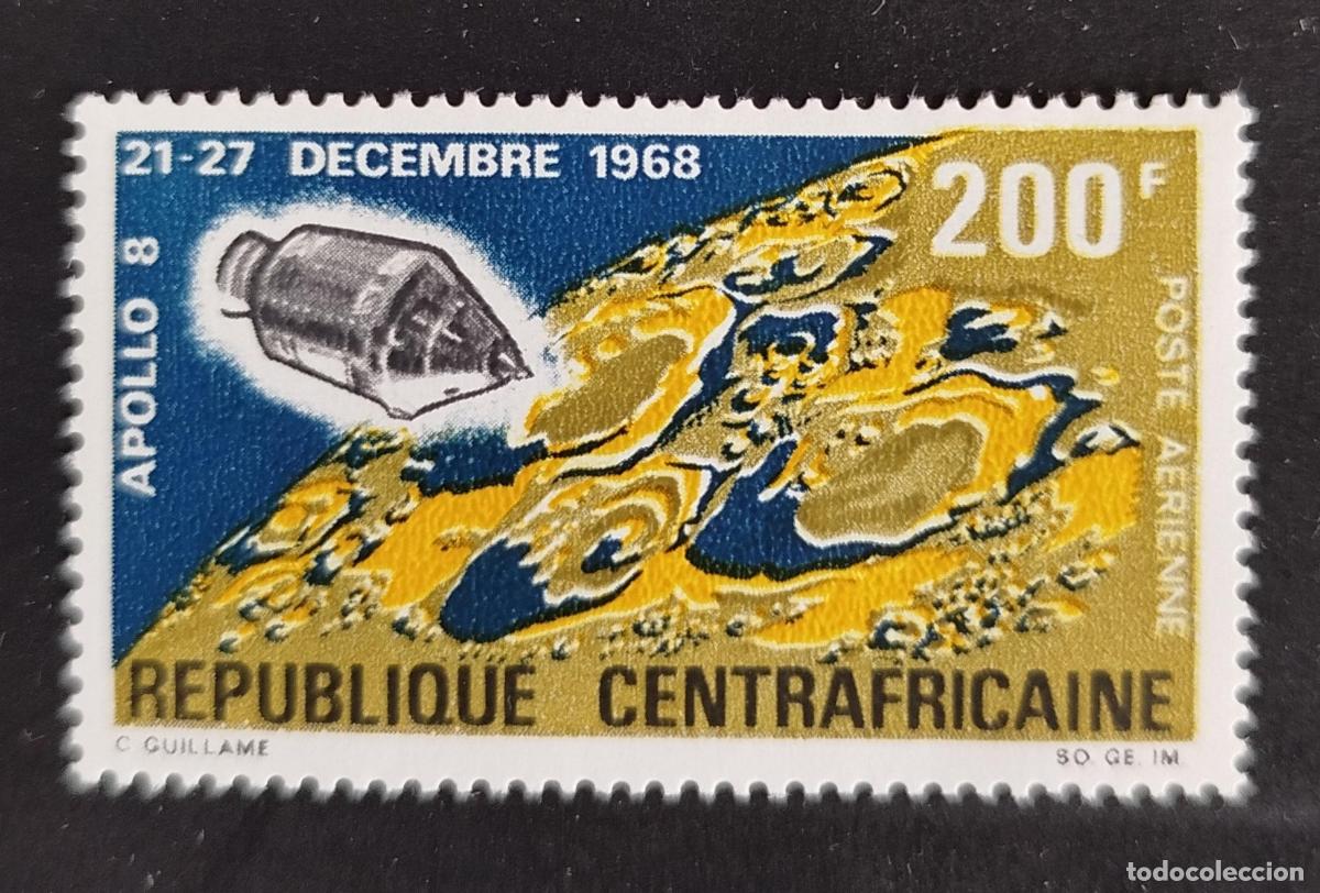 Sellos: Centro&aacute;frica 1968 Mi. 195 correo a&eacute;reo Apollo 8 espacio Luna c&aacute;psula