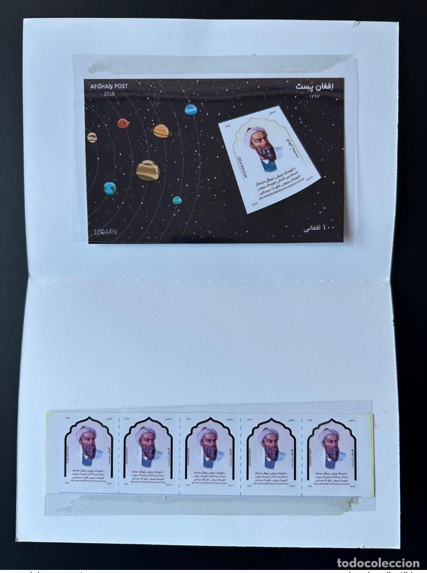 Sellos: Afganist&aacute;n 2018 Carpeta sello S/S Abu Raihan Biruni Space Local Printing