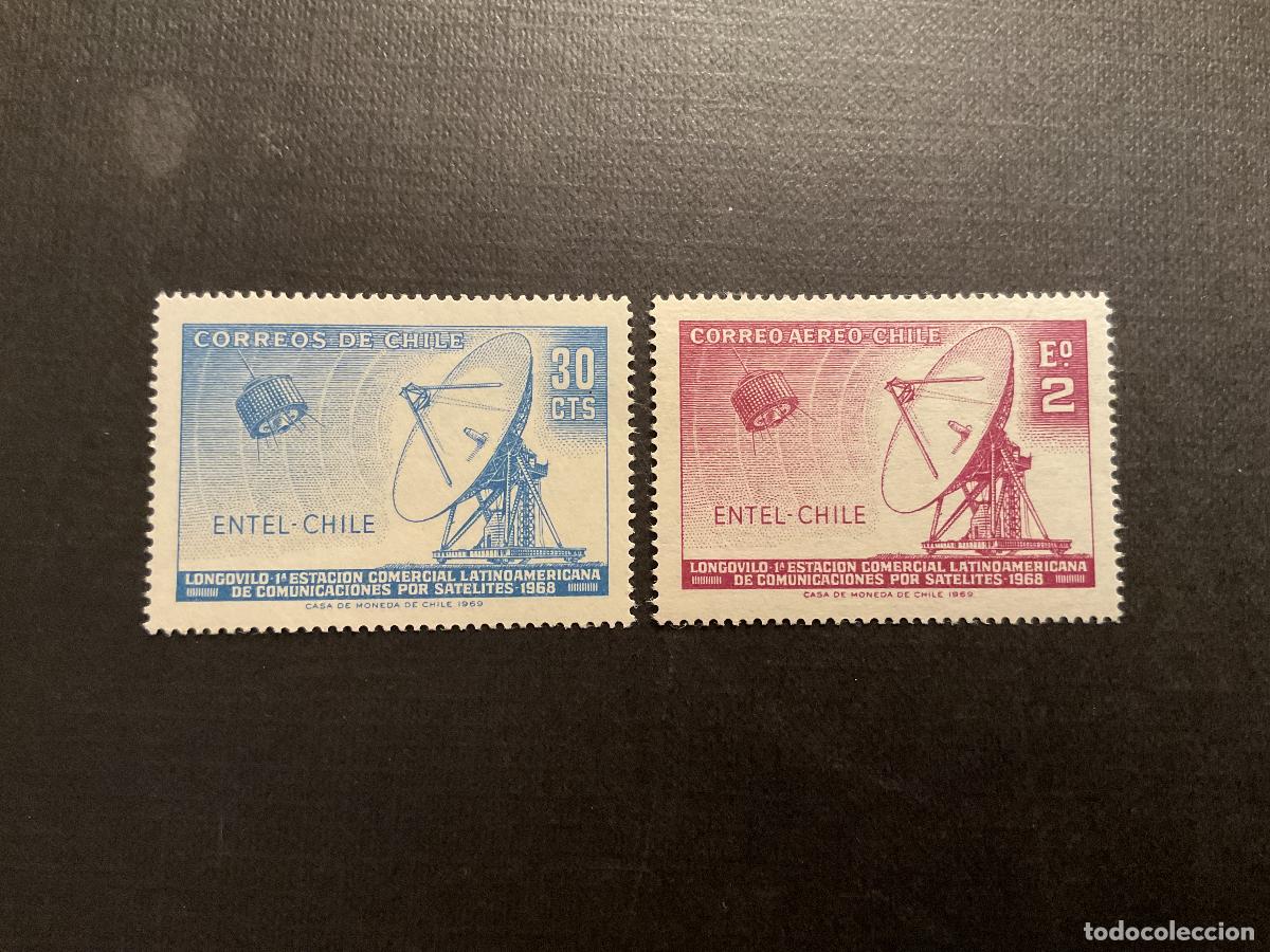 Sellos: CHILE N&ordm; YVERT 334+A 255***A&Ntilde;O 1969. LONGOVILO. 1&ordm; ESTACION COMERCIAL LATINOAM. COMUNIC. SATELITES