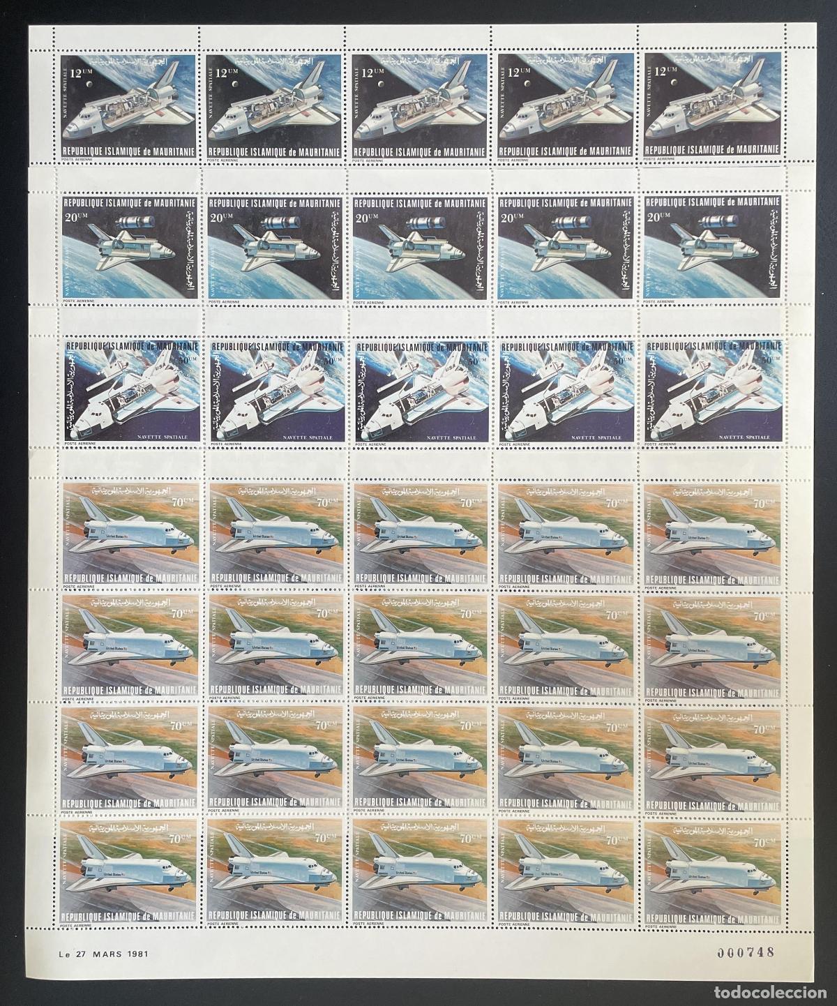 Sellos: Mauritania 1981 YT PA 200-203 bloque lanzadera espacial NASA