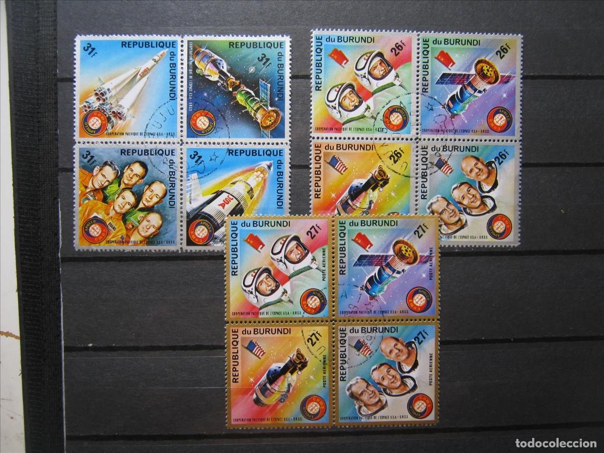 Stamps: BURUNDI 1975 SERIES ESPACIO APOLO BLOQUES USADO EN LUJO.