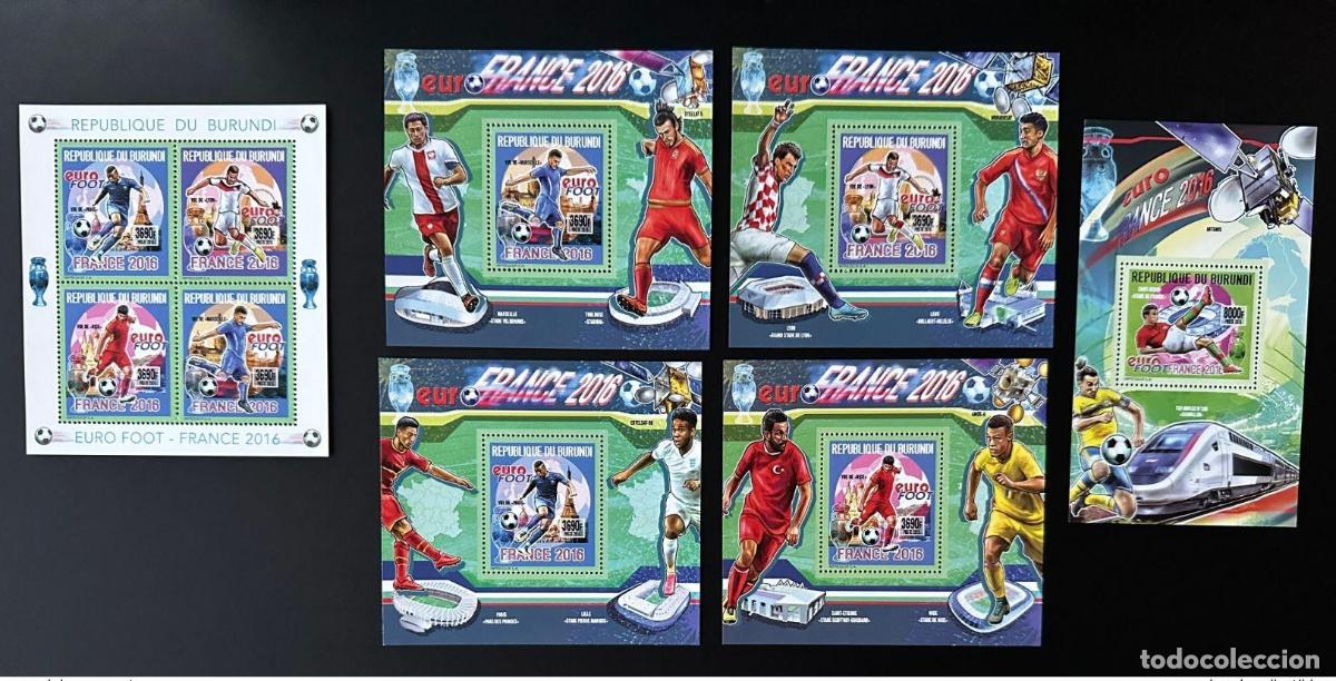 Timbres: Burundi 2015/2016 Mi. 3606 - 3610 Bl. 581 585 F&uacute;tbol Euro France Espace