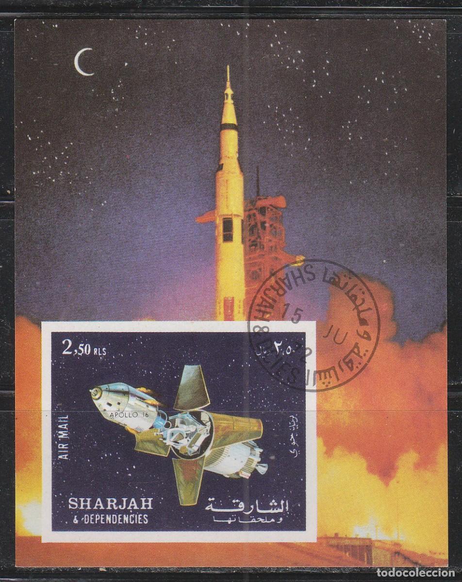 Timbres: SHARJAH, APOLO 16, HOJA BLOQUE USADA