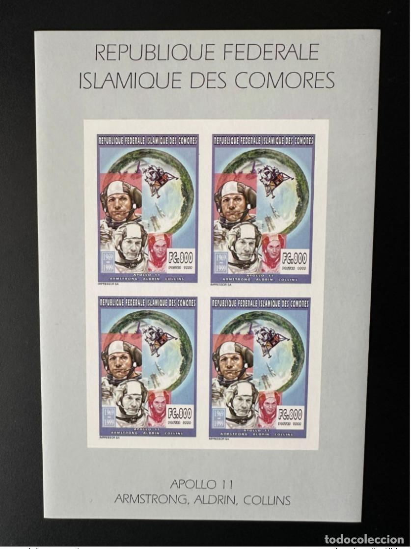 Timbres: Comoras 1999 YT 1124 ND Imperf Apolo 11 Space Armstrong Aldrin Collins Moon