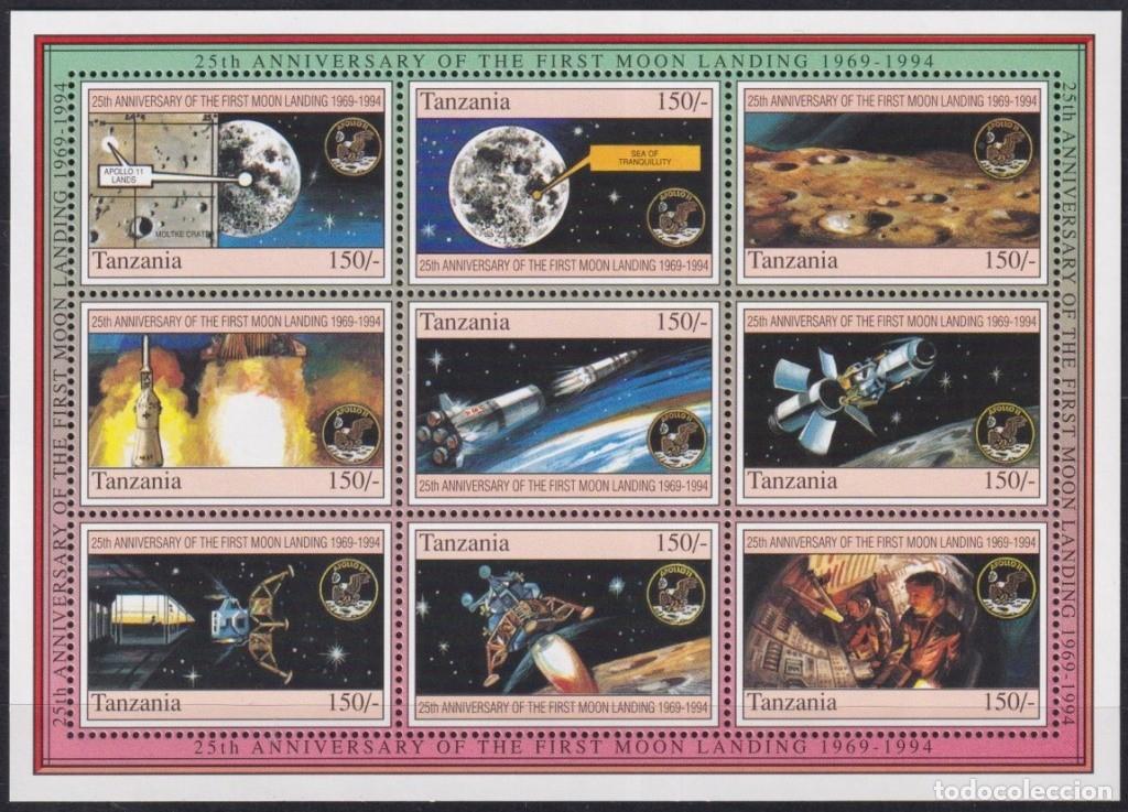 Timbres: F-EX62534 TANZANIA MNH 1994 SPACE COSMOS 25th APOLLO XI MANNED MOON LANDING.