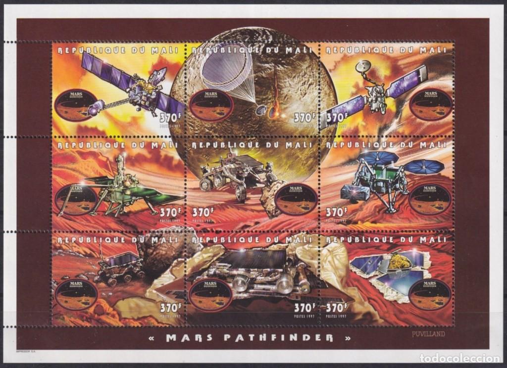 Timbres: F-EX62619 MALI MNH 1997 SPACE COSMOS PLANET MARS PATHFINDER SATELLITE ROCKET.