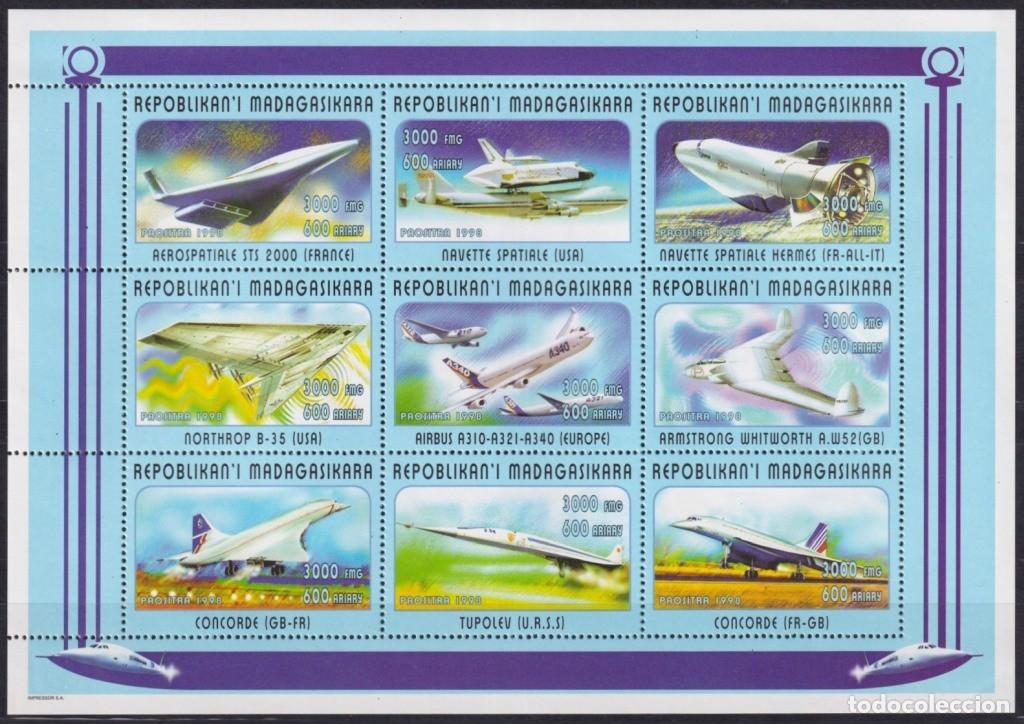 Timbres: F-EX62601 MADAGASCAR MNH 1998 SPACE COSMOS EXPLORATION ROCKET AIRPLANE AVION.