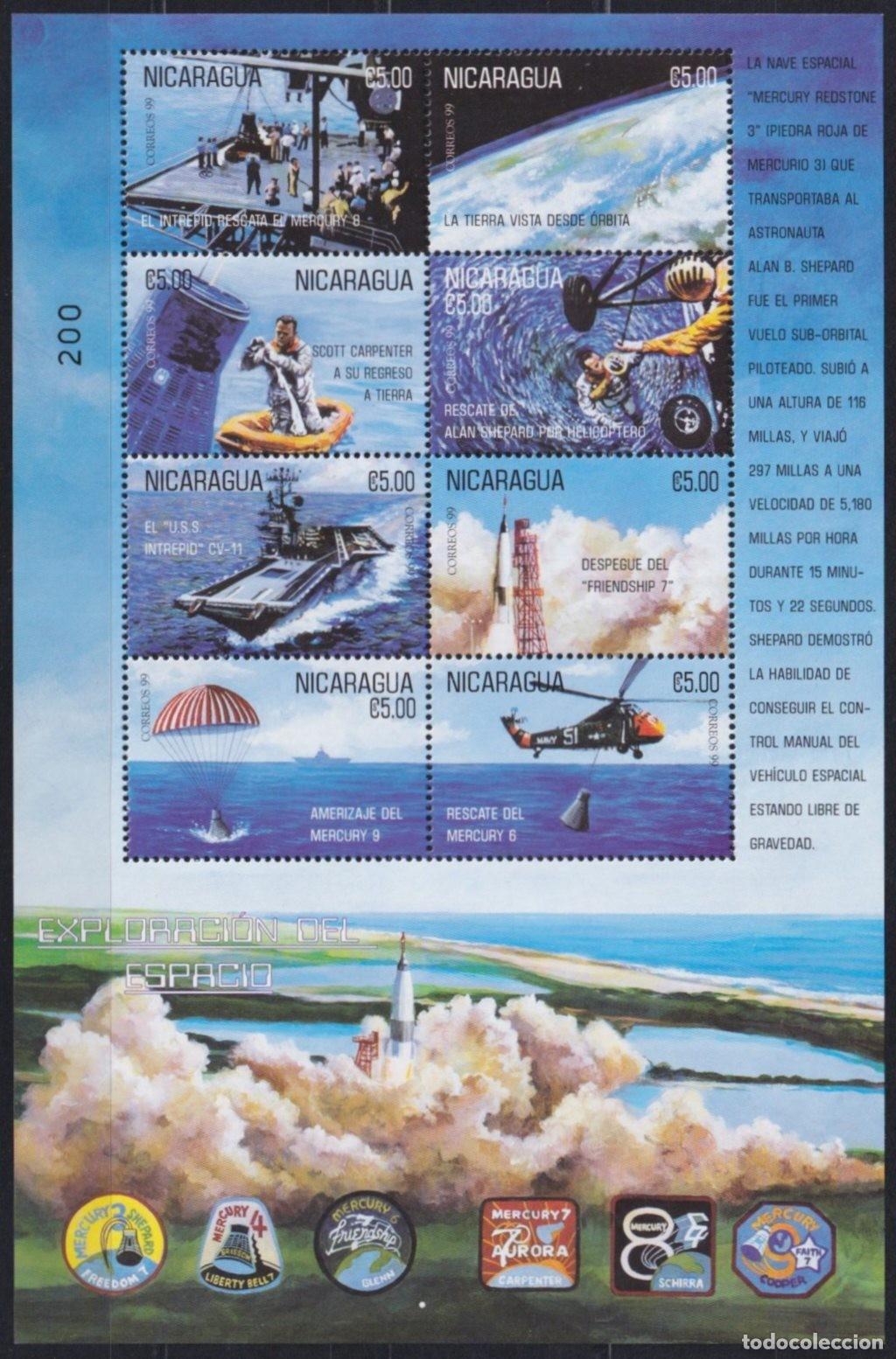 Timbres: F-EX62642 NICARAGUA MNH 1999 SPACE EXPLORATION COSMOS ROCKET SATELLITE.