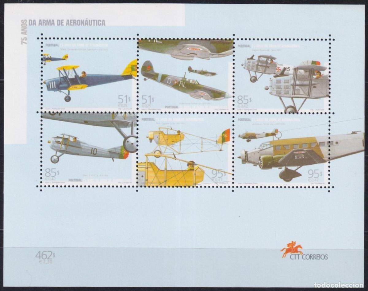 Stamps: F-EX59891 PORTUGAL MNH 1999 75&ordm; ANNIV AIR FORCE AIRPLANE AVION.