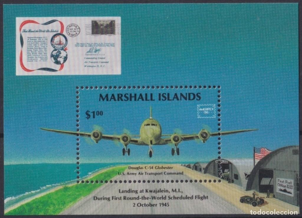 Briefmarken: F-EX64506 MARSHALL IS MNH 1986 WWII LANDING AT KWAJALEIN DOUGLAS DC-54 GLOBESTER.