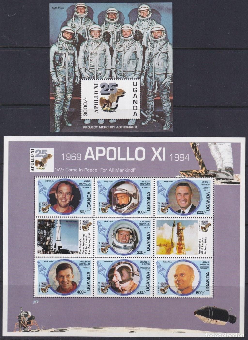 Timbres: F-EX62515 UGANDA MNH 1994 SPACE COSMOS 25th APOLLO XI MANNED MOON LANDING.