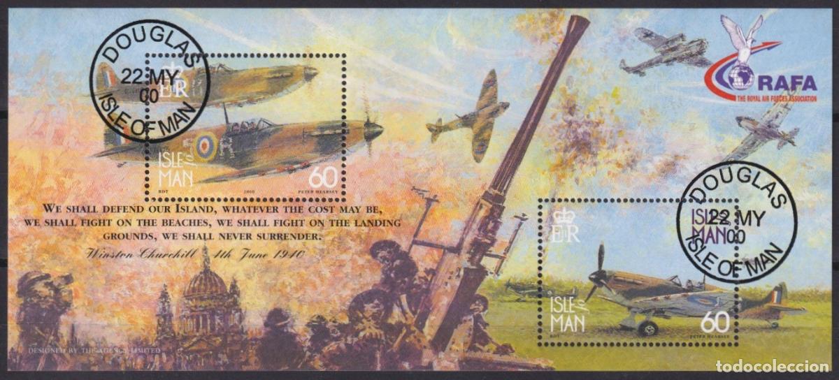 Briefmarken: F-EX59890 MAN IS UK ENGLAND USED 2000 WWII BATTLE FROM BRITAIN AVION AIRPLANE.
