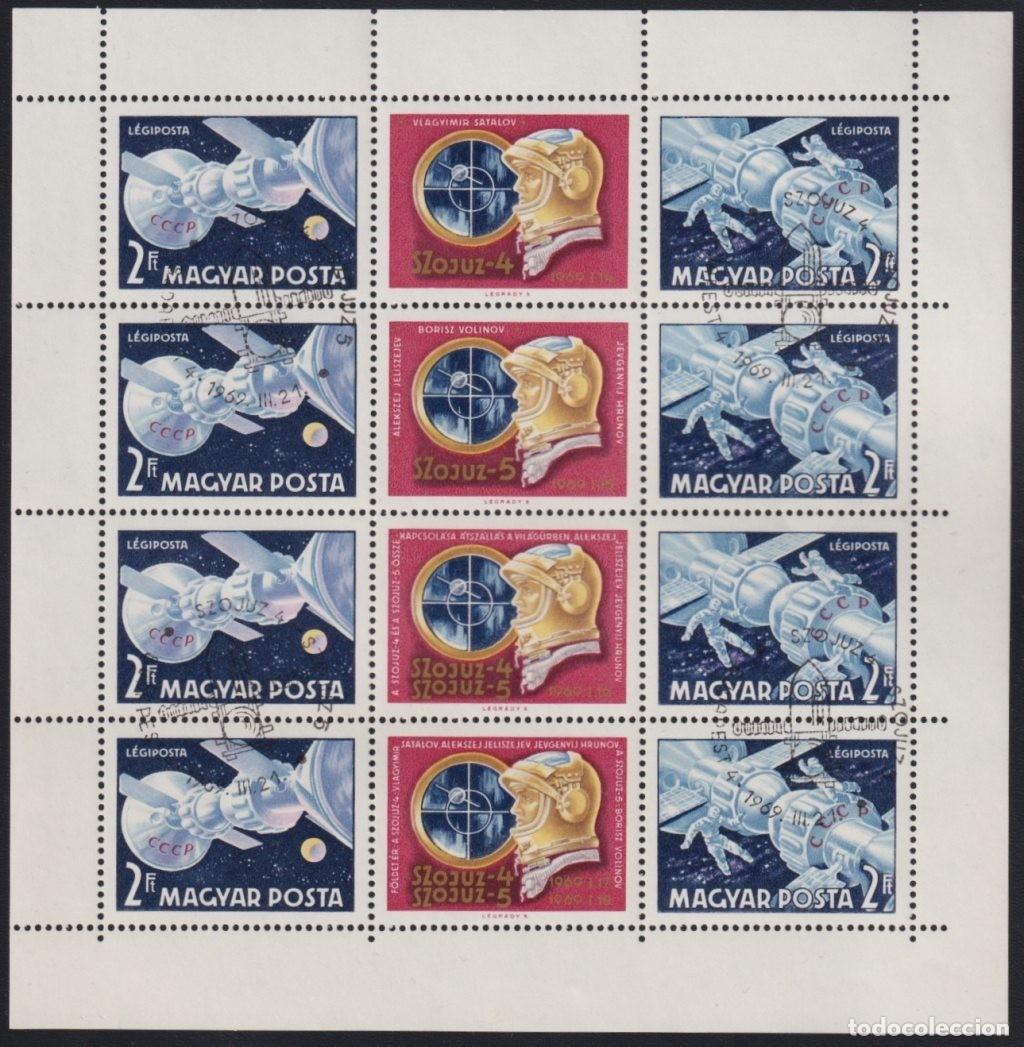 Briefmarken: F-EX65045 HUNGARY USED 1969 COSMOS SPACE SOYUZ 4 SPECIAL SHEET.