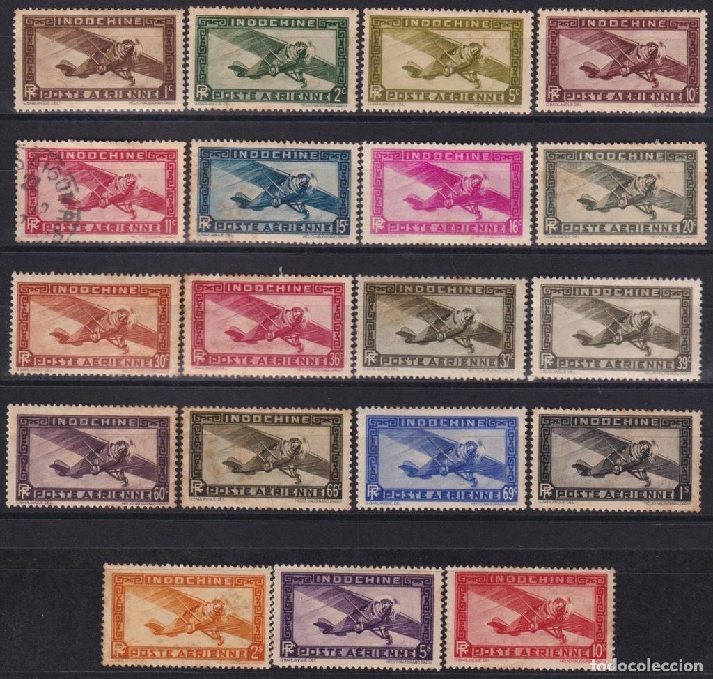 Briefmarken: F-EX55894 FRENCH INDOCHINE NO GUM 1933-38 AIRPLANE AVION AIRMAIL. MISSING 1 STAMP.