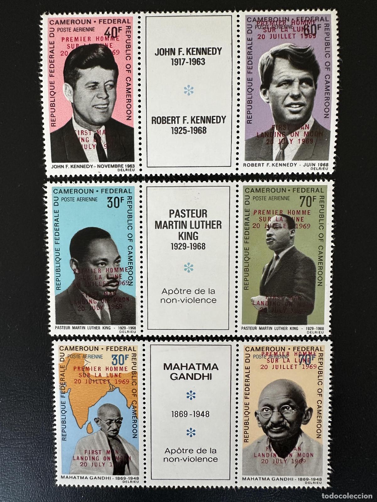 Selos: Camer&uacute;n 1969 Mi. 592 - 597 Apolo no violencia Gandhi Kennedy Luther King