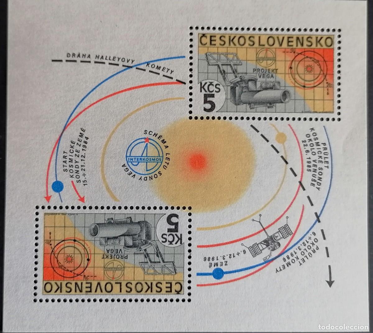 Sellos: CHECOSLOVAQUIA 1985 - HB PROYECTO VEGA .