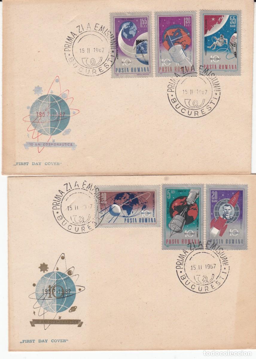 Sellos: 2 MATASELLOS COSMONAUTICA - ASTRONOM&Iacute;A - DE RUMAN&Iacute;A - 1967