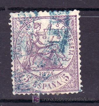 Sellos: espa&ntilde;a  144 usada, matasello azul - Foto 1