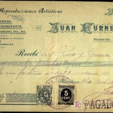 Sellos: ESPAÑA 1898 - FACTURA CON TIMBRE FISCAL E IMPUESTO DE GUERRA (RARA). Lote 24530511