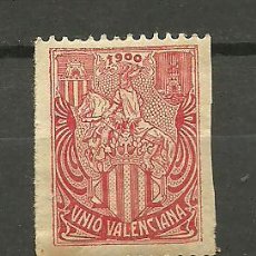 Selos: N VALENCIA NATHAN Nº V-8 UNIO VALENCIANA 1900 - ROJO SOBRE PAPEL BLANCO . Lote 20162381