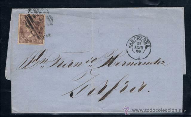 Sellos: 1869.  BARCELONA A ZAFRA - Foto 1