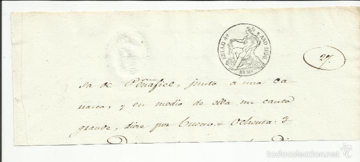 Sellos: cabecera documento notarial pe&ntilde;afiel 1850 - Foto 1