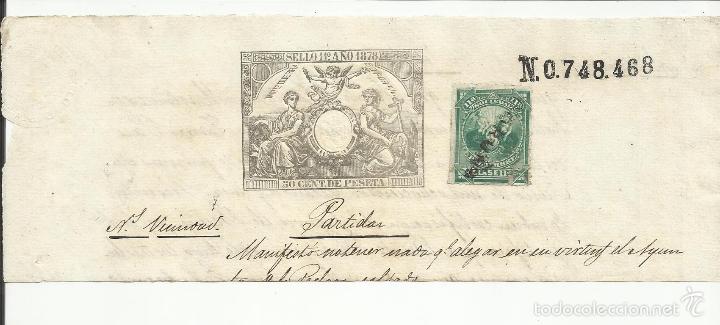 Sellos: cabecera documento notarial 1878 la coru&ntilde;a - Foto 1