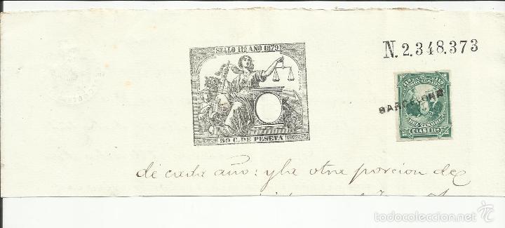 Sellos: cabecera documento notarial 1879 barcelona con timbre - Foto 1