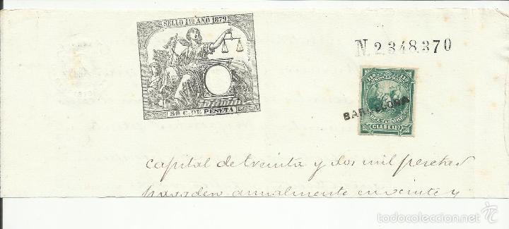 Sellos: cabecera documento notarial 1879 barcelona con timbre - Foto 1