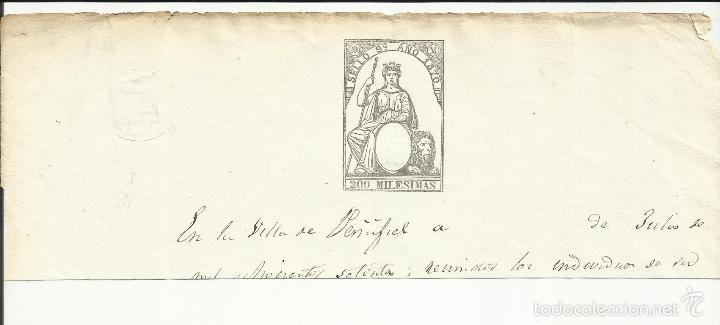 Sellos: cabecera documento notarial 1870 pe&ntilde;afiel - Foto 1
