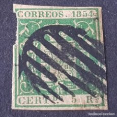 Sellos: ESPAÑA, 1854, ESCUDO DE ESPAÑA, EDIFIL 26, MARGEN IZQUIERDO ZONA RECORTADA, ( LOTE AR )
