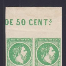 Selos: ESPAÑA, 1875 EDIFIL Nº 160 /*/, 50 C VERDE, BLOQUE DE CUATRO, BORDE DE HOJA. Lote 359893460