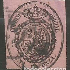 Sellos: ESPAÑA - CORREO OFICIAL DE 1863 - UNA ONZA - MATERIAL POSTAL ANTIGUA - CON MATASELLO - USADO. Lote 327339913