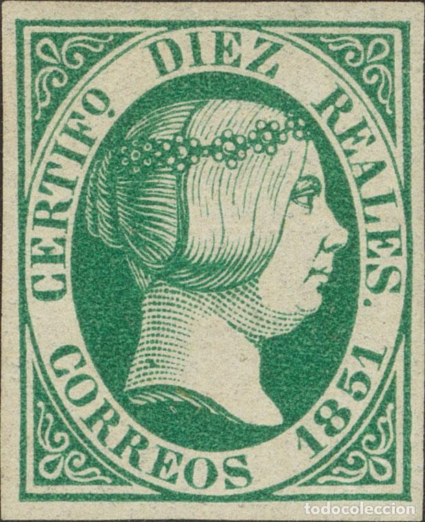 1º y 2º centenario. (*) 11. 1851. 10 reales ver - Buy New Spanish stamps  from 1850 to 1885 on todocoleccion