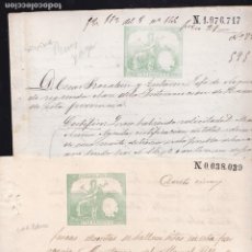 Francobolli: GAL7-2- FISCALES PAPEL SELLADO X 2 DOCUMENTOS CARBALLO Y SEVILLA 1886 VARIEDAD COLOR