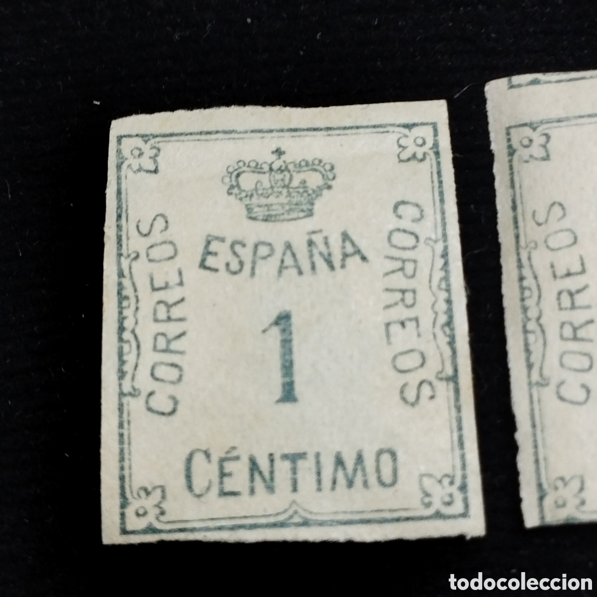 Sellos: Pareja de sellos, 1 c&eacute;ntimo. Usados. - Foto 2