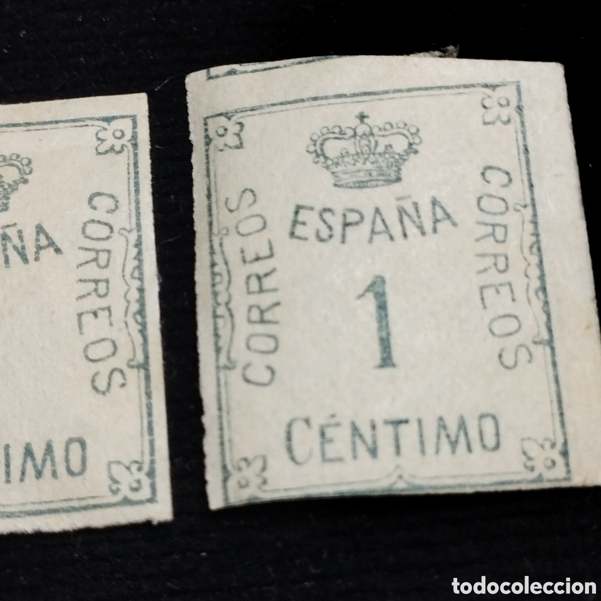 Sellos: Pareja de sellos, 1 c&eacute;ntimo. Usados. - Foto 3