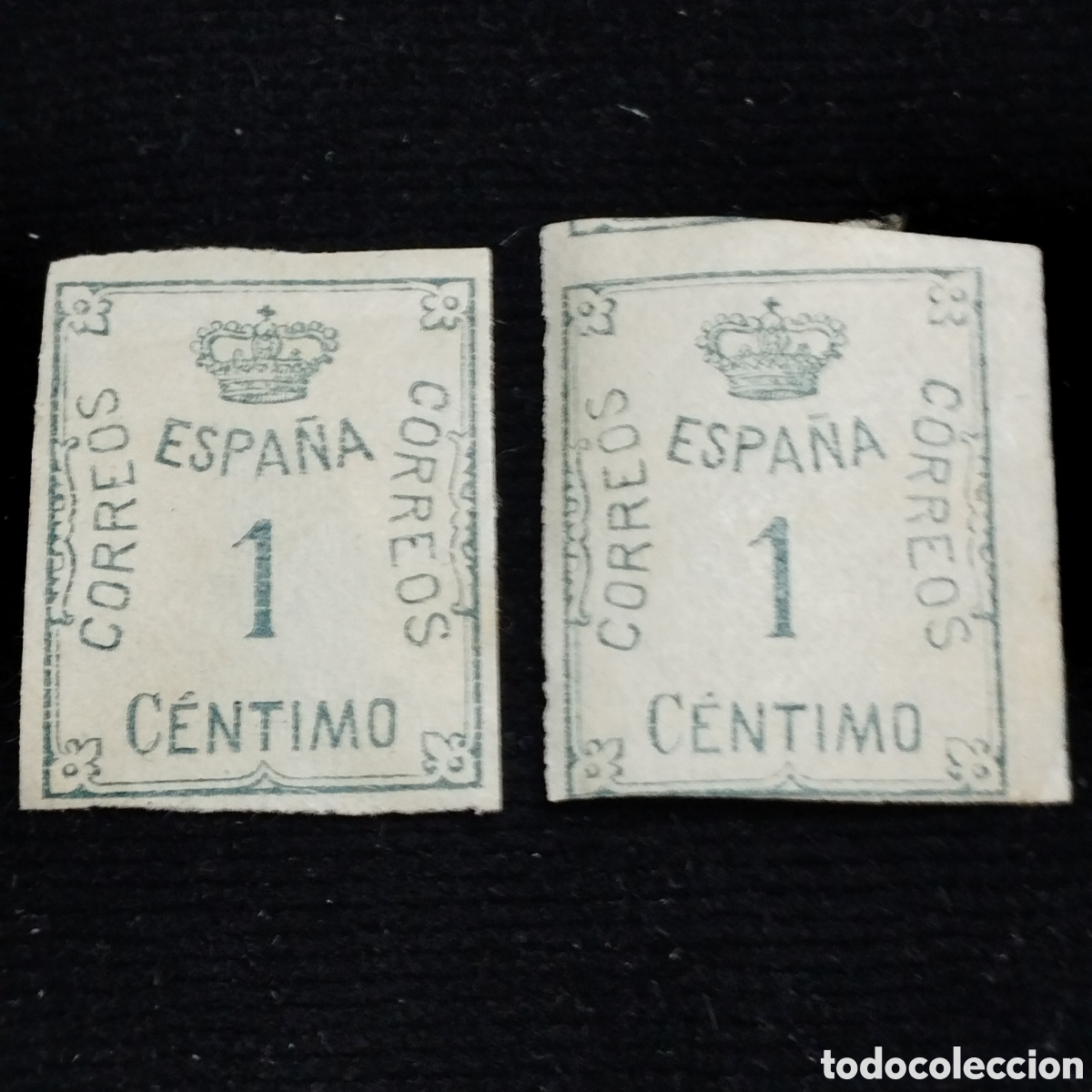 Sellos: Pareja de sellos, 1 c&eacute;ntimo. Usados. - Foto 1