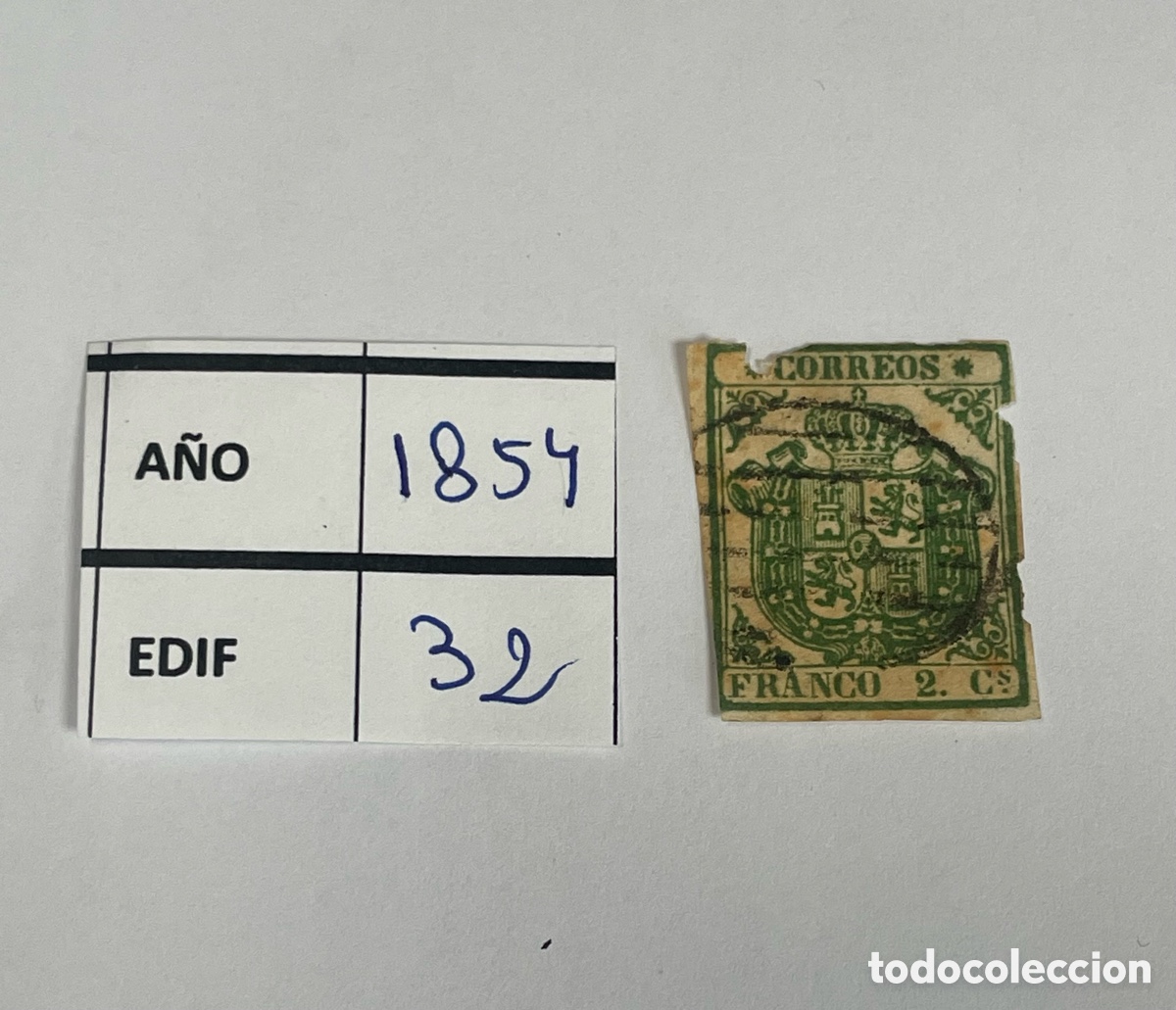Sellos: Espa&ntilde;a 1854 Edifil 32 usado &ndash; Escudo de Espa&ntilde;a sello cl&aacute;sico