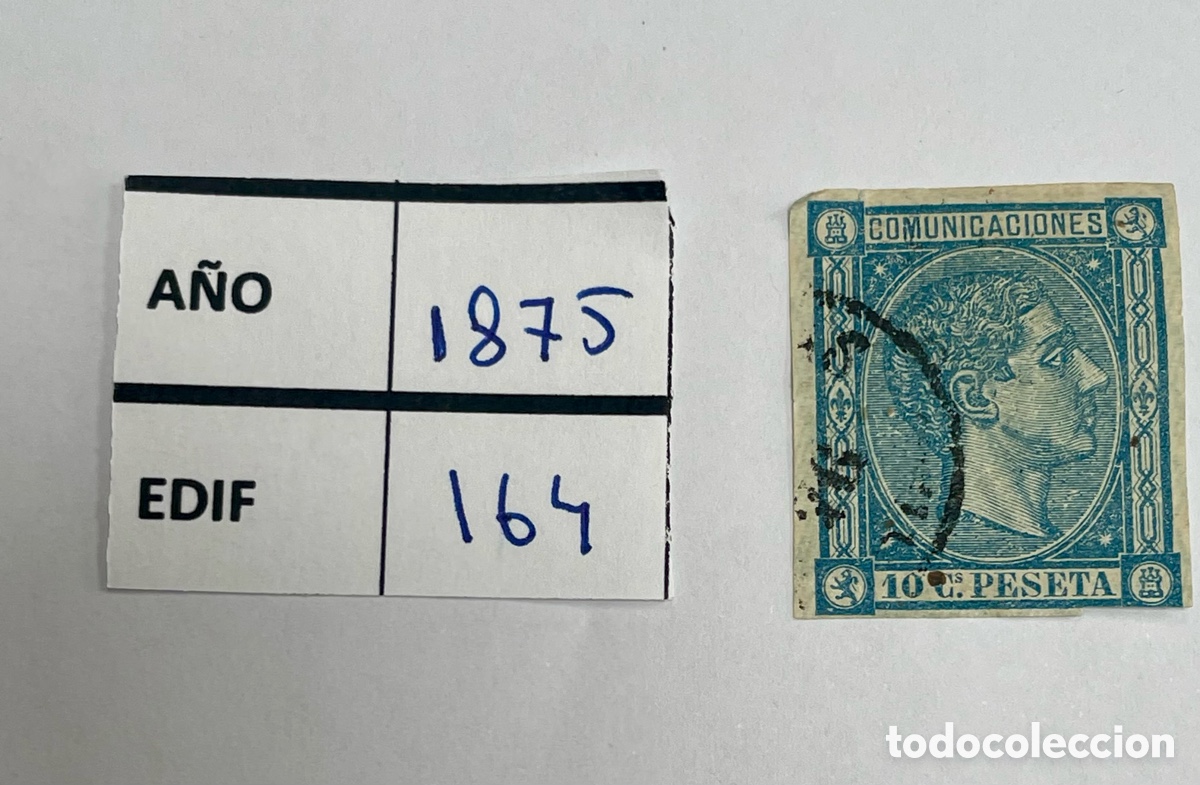 Sellos: Espa&ntilde;a 1875 Edifil 164 &ndash; Alfonso XII &ndash; 10 c&eacute;ntimos &ndash; Sello cl&aacute;sico usado