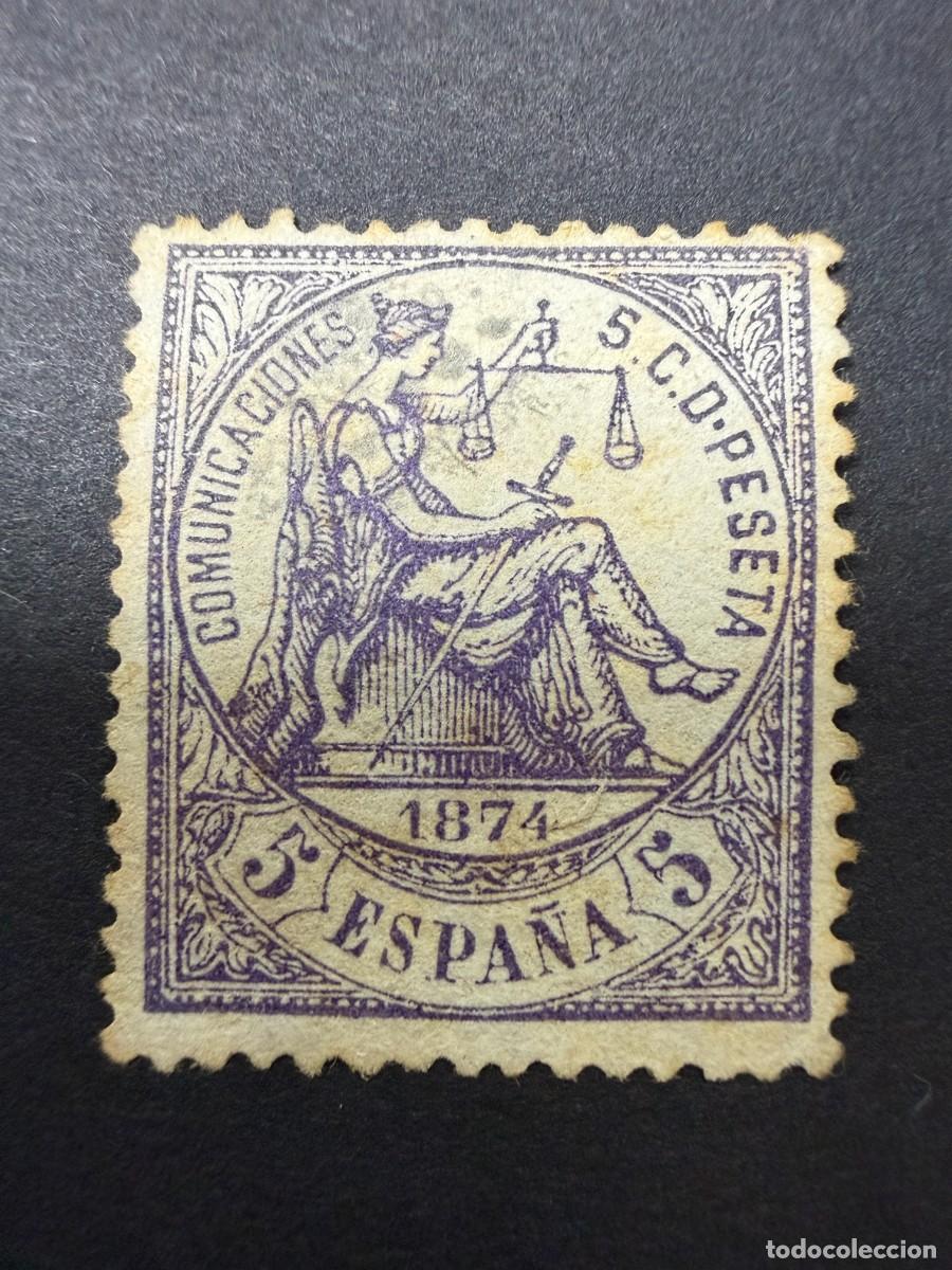 Sellos: ESPA&Ntilde;A, 1874. EDIFIL 144. ALEGOR&Iacute;A DE LA JUSTICIA. USADO. CON FIJASELLOS.