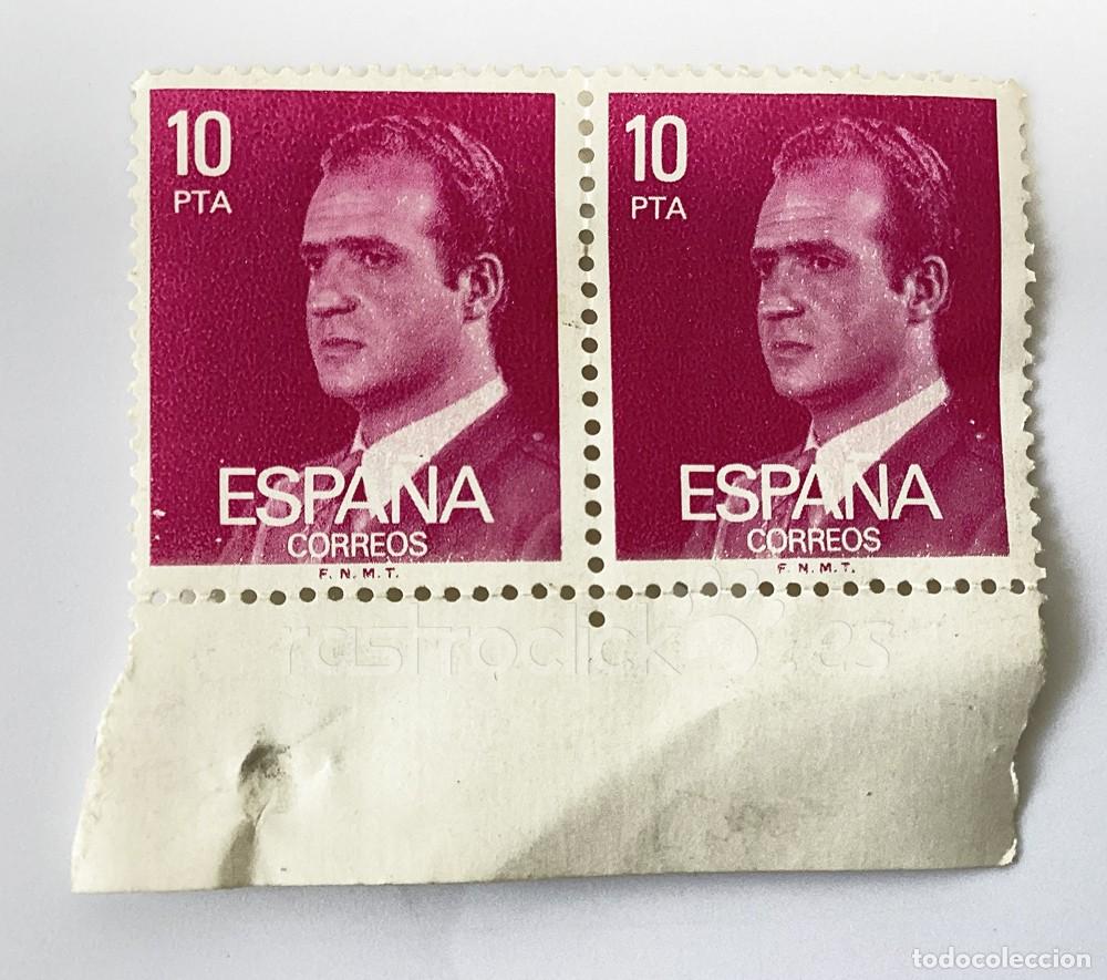 Sellos: Lote de 2 sellos de Correos 10 pesetas Juan Carlos I Rey de Espa&ntilde;a