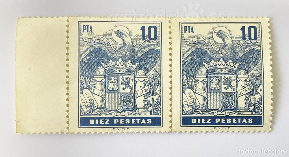 Sellos: Lote de 2 sellos Timbre M&oacute;vil de 10 pesetas